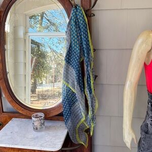 Lands' End Blue and Yellow spring Scarf